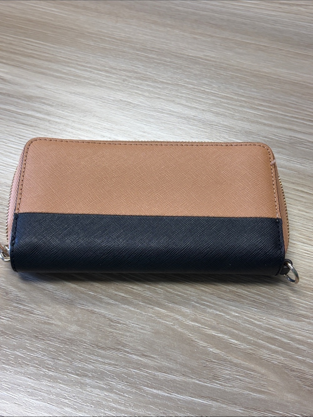 Michael Kors Two-Tone Saffiano Zip Wallet - Tan & Black - Picture 5 of 6
